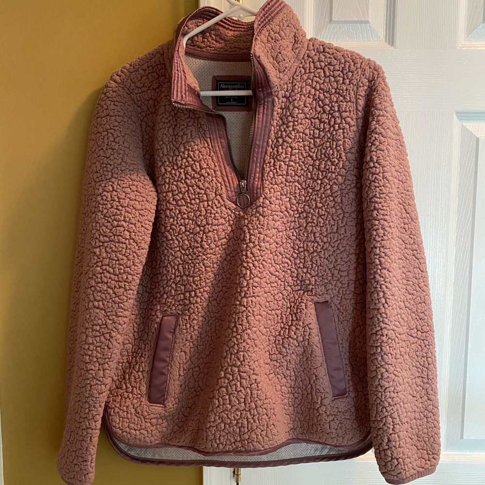 Abercrombie & Fitch mauve Sherpa jacket small - Picture 1 of 6